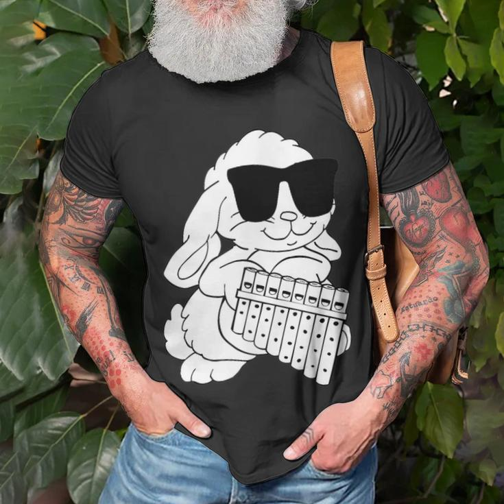 Rabbit Wearing Sunglasses Playing Panpipes T-Shirt Gifts for Old Men