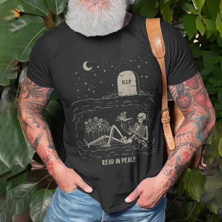Read In Peace Skeleton Halloween Read Banned Books T-Shirt Gifts for Old Men