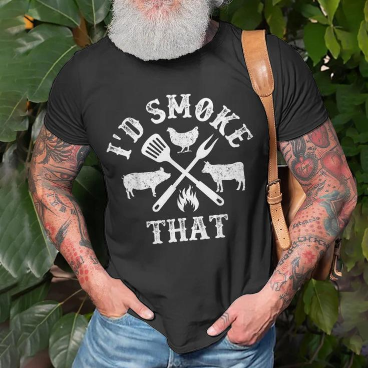 Funny Retro Bbq Party Smoker Chef Dad Gifts - Id Smoke That Unisex T-Shirt Gifts for Old Men