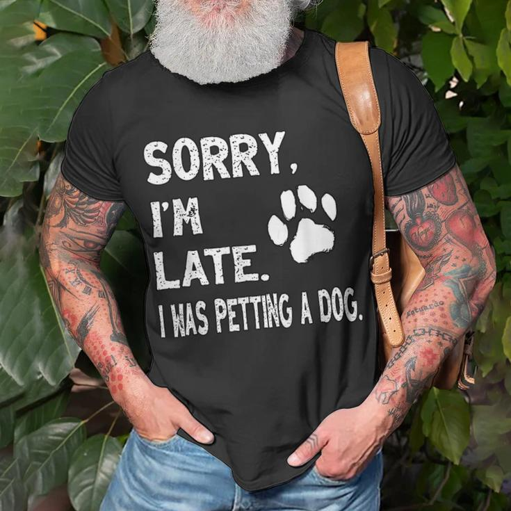 Sorry I'm Late I Was Petting A Dog Dog Lovers T-Shirt Gifts for Old Men