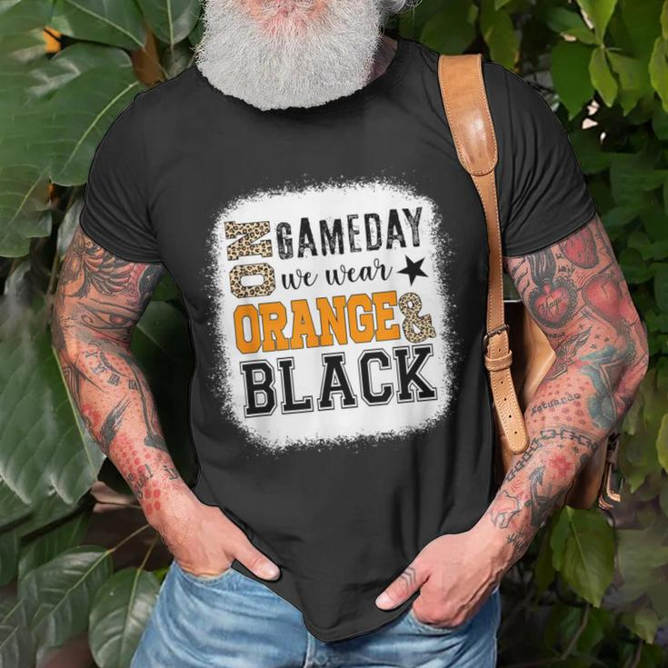 On Gameday Football We Wear Orange And Black Leopard Print T-Shirt Gifts for Old Men