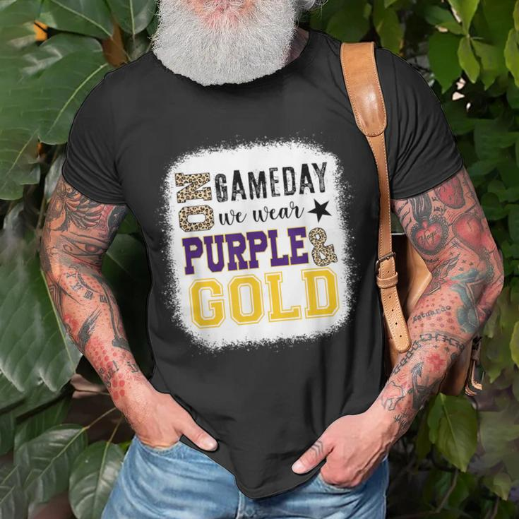On Gameday Football We Wear Purple And Gold Leopard Print T-Shirt Gifts for Old Men