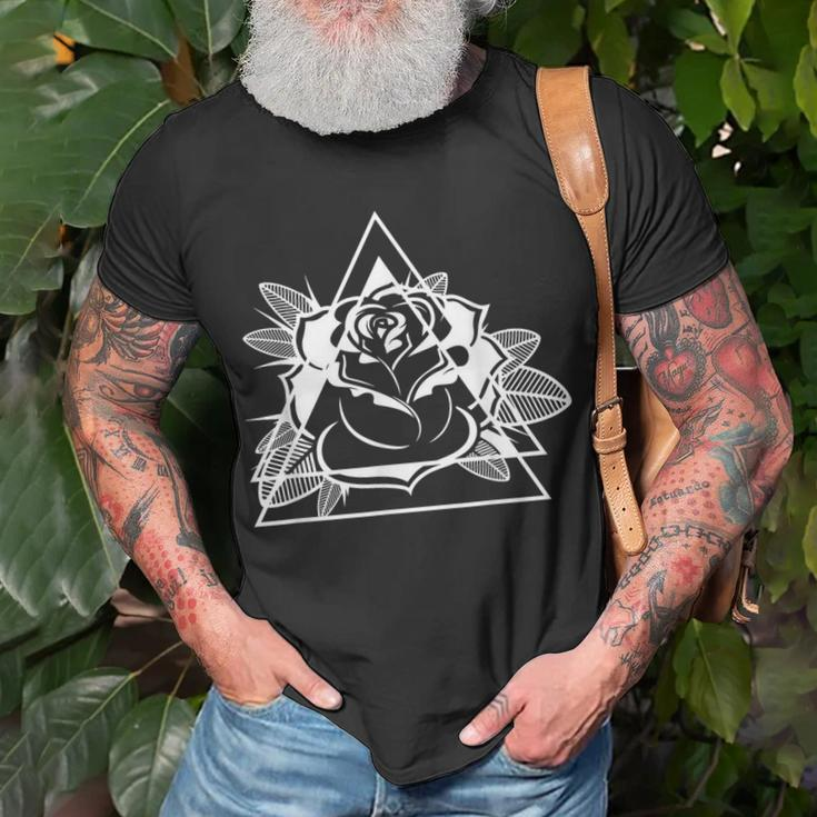 Geometric Rose Gardener Gardening Rose T-Shirt Gifts for Old Men
