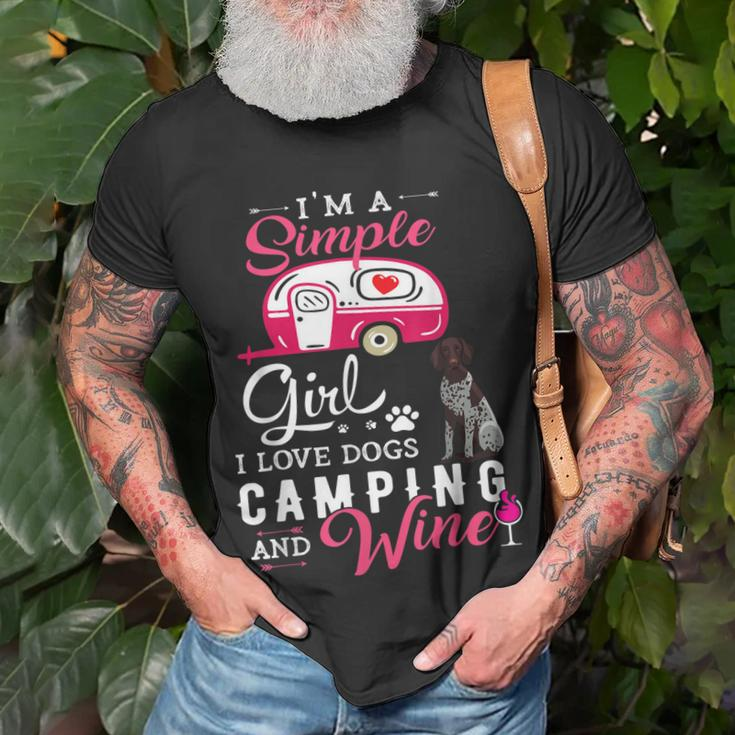 German Shorthair Pointer Dog Simple Girl Dogs Camping Wine Unisex T-Shirt Gifts for Old Men