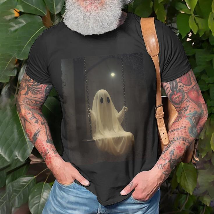 Ghost On The Swing Spooky Gothic Spooky Season Halloween T-Shirt Gifts for Old Men