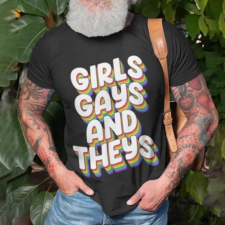 Girls Gays And Theys Lgbtq Pride Parade Ally Unisex T-Shirt Gifts for Old Men