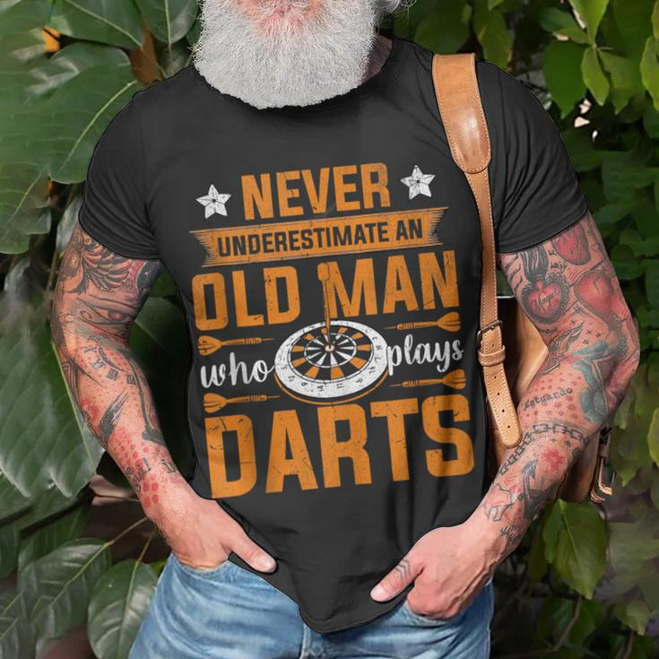 Grandpa Never Underestimate An Old Man Who Plays Darts T-Shirt Gifts for Old Men