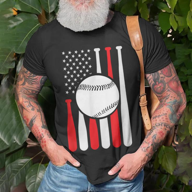 Graphic Vintage American Flag Baseball Coach 4Th Of July Unisex T-Shirt Gifts for Old Men
