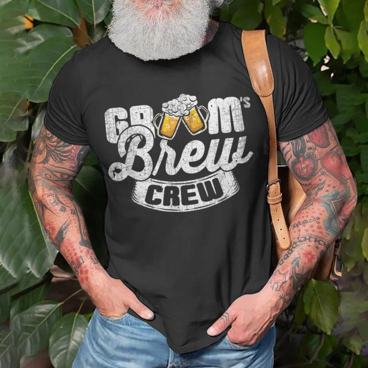 Grooms Brew Crew Groomsmen & Best ManT-Shirt Gifts for Old Men
