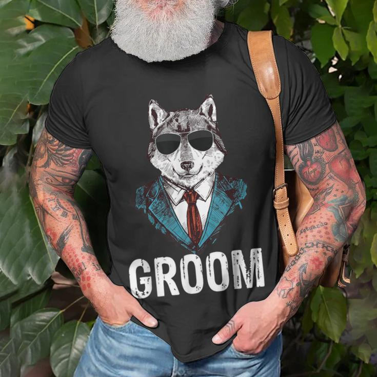 Grooms Wolf Bachelor Wedding Groomsmen Team Party T-Shirt Gifts for Old Men