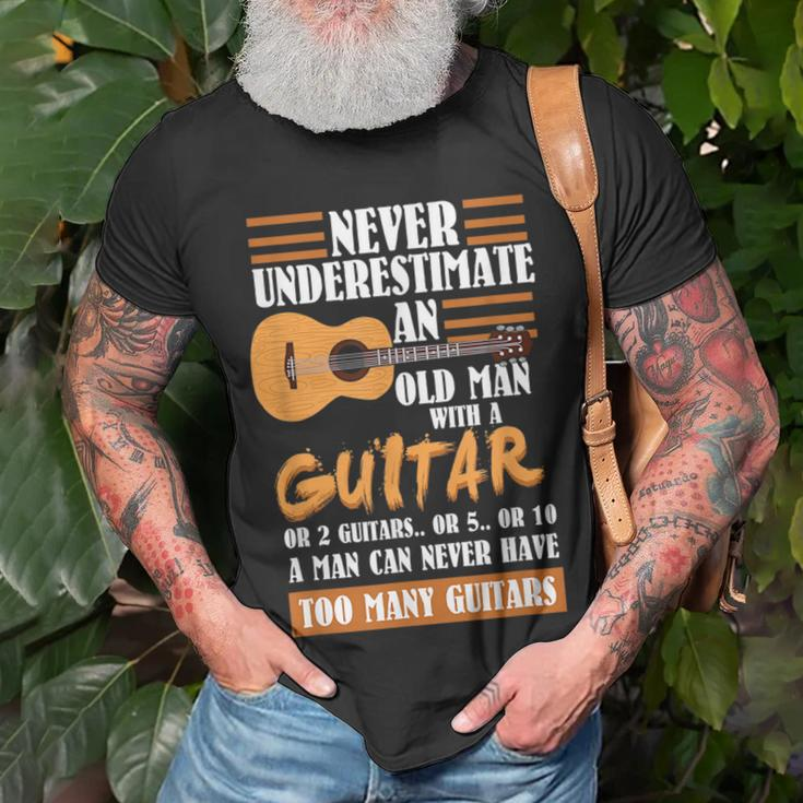 Guitar Dad Gift | Never Underestimate An Old Man With Guitar Gift For Mens Unisex T-Shirt Gifts for Old Men
