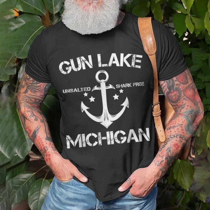 Gun Lake Michigan Fishing Camping Summer T-Shirt Gifts for Old Men