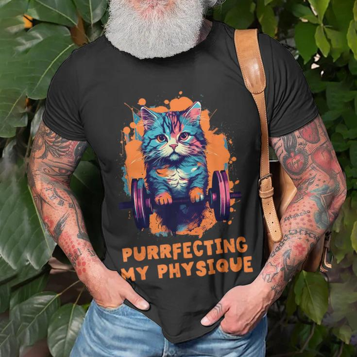 Gym Workout Or Fitness Gift Funny Cat In A Gym Unisex T-Shirt Gifts for Old Men
