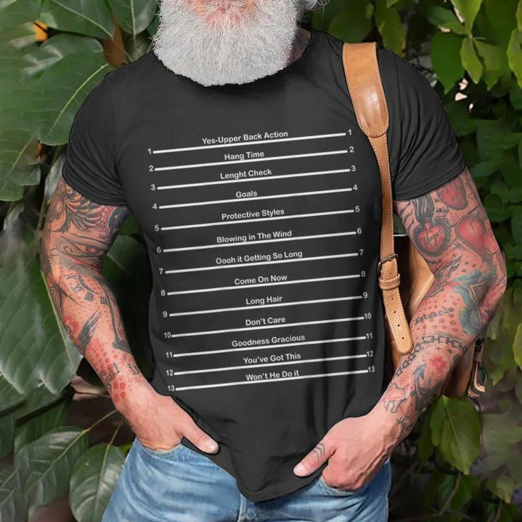 Hair Length Check - Natural Hair Length Check Backprint Unisex T-Shirt Gifts for Old Men