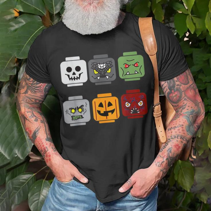 Halloween Head Pumpkin Ghost Zombie Block Brick Builder T-Shirt Gifts for Old Men