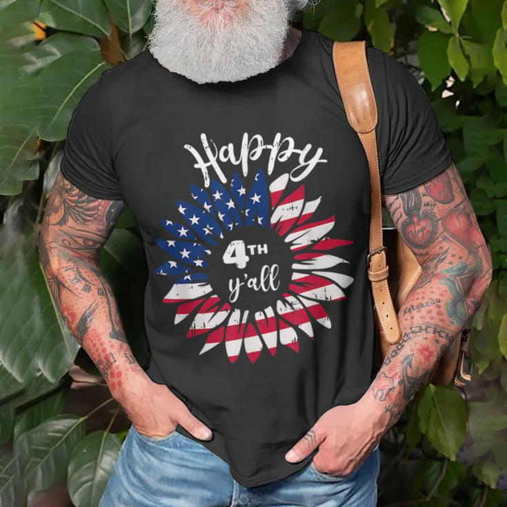 Happy 4Th Of July Vintage Sunflower American Flag Patriotic Patriotic Funny Gifts Unisex T-Shirt Gifts for Old Men