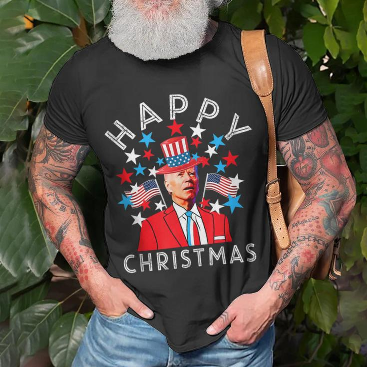 Happy Christmas Joe Biden 4Th Of July Memorial Independence Unisex T-Shirt Gifts for Old Men