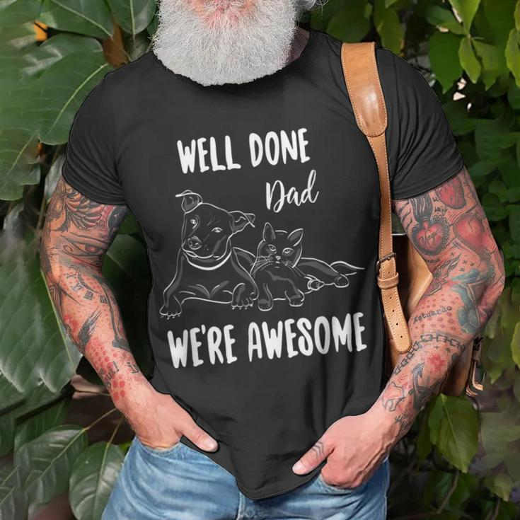 Happy Fathers Day Gift From Dog And Cat Unisex T-Shirt Gifts for Old Men