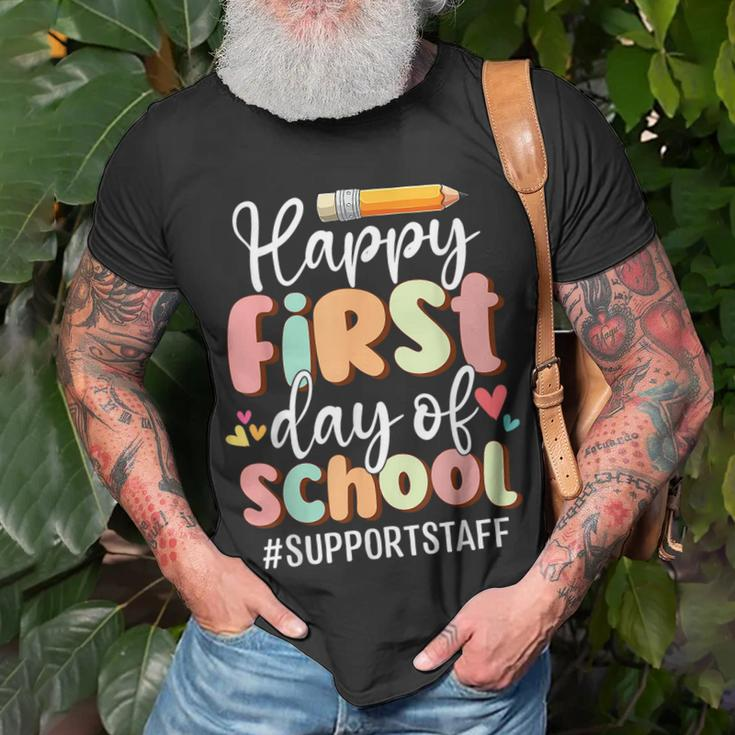 Happy First Day Of School Support Staff Back To School T-Shirt Gifts for Old Men