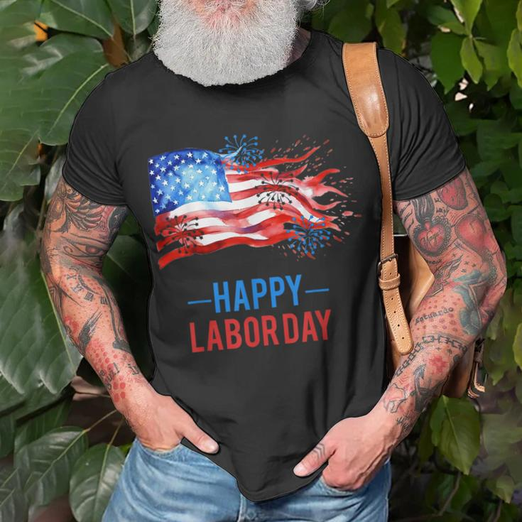 Happy Labor Day Fireworks And American Flag Labor Patriotic T-Shirt Gifts for Old Men
