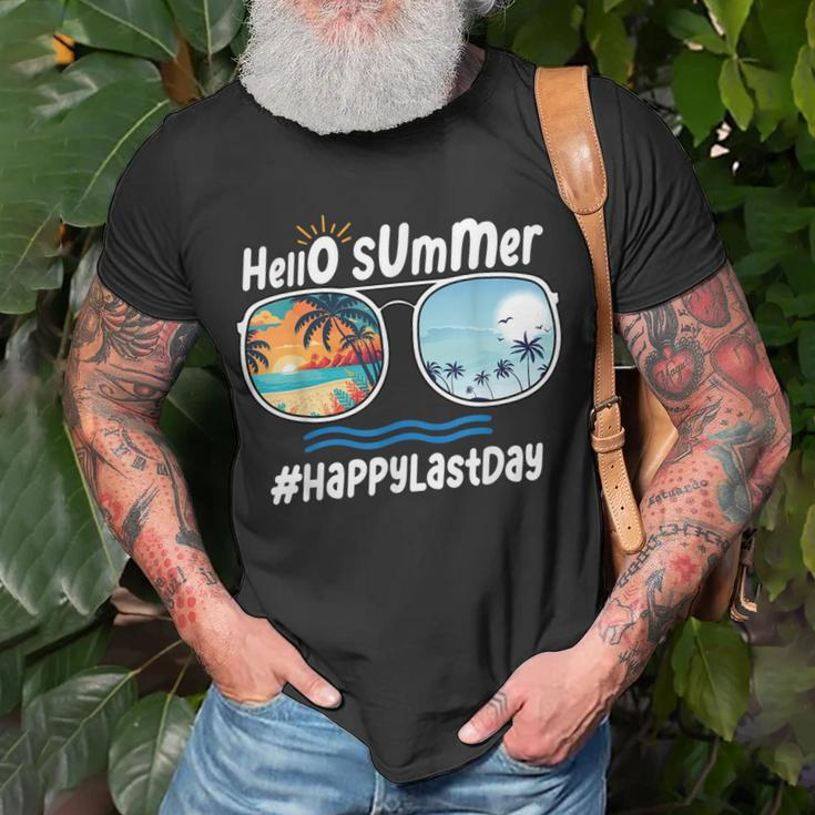 Happy Last Day Of School Hello Summer Sunglasses Beach Unisex T-Shirt Gifts for Old Men