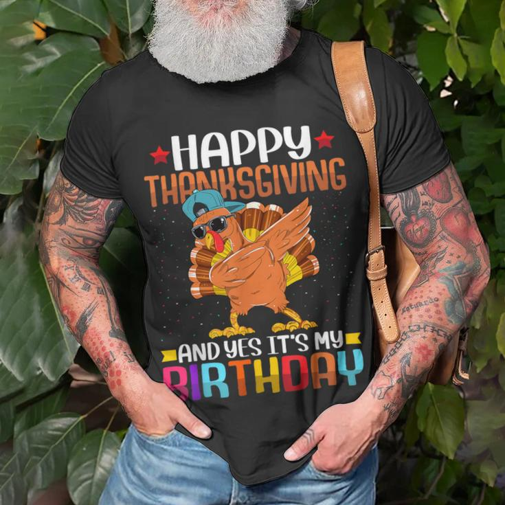 Happy Thanksgiving And Yes It's My Birthday Thanksgiving T-Shirt Gifts for Old Men