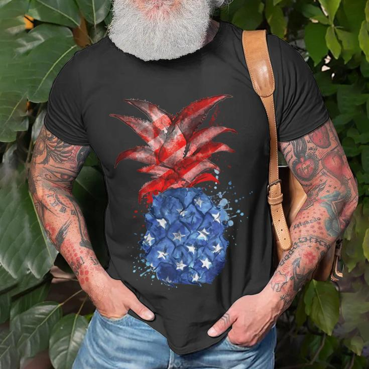 Hawaiian Pineapple American Flag 4Th Of July Patriotic Unisex T-Shirt Gifts for Old Men