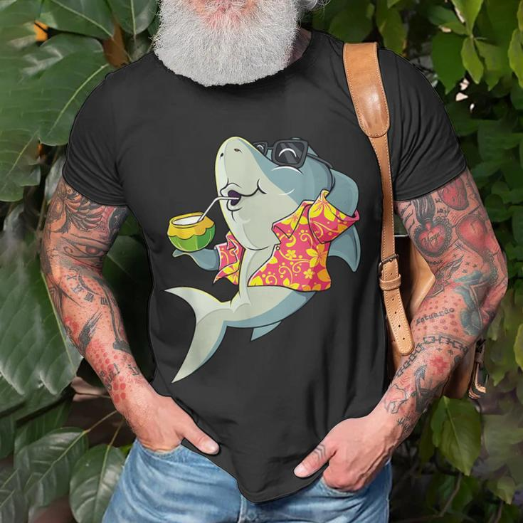 Hawaiian Shark Summer Tropical Luau Party Men Boys Kids Unisex T-Shirt Gifts for Old Men