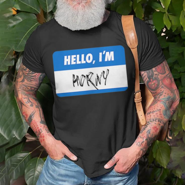 Hello I'm Horny Adult Humor T-Shirt Gifts for Old Men