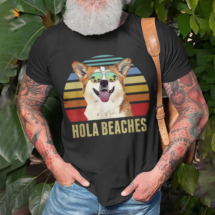 Hola Beaches Corgi Dog Funny Beach Summer Unisex T-Shirt Gifts for Old Men
