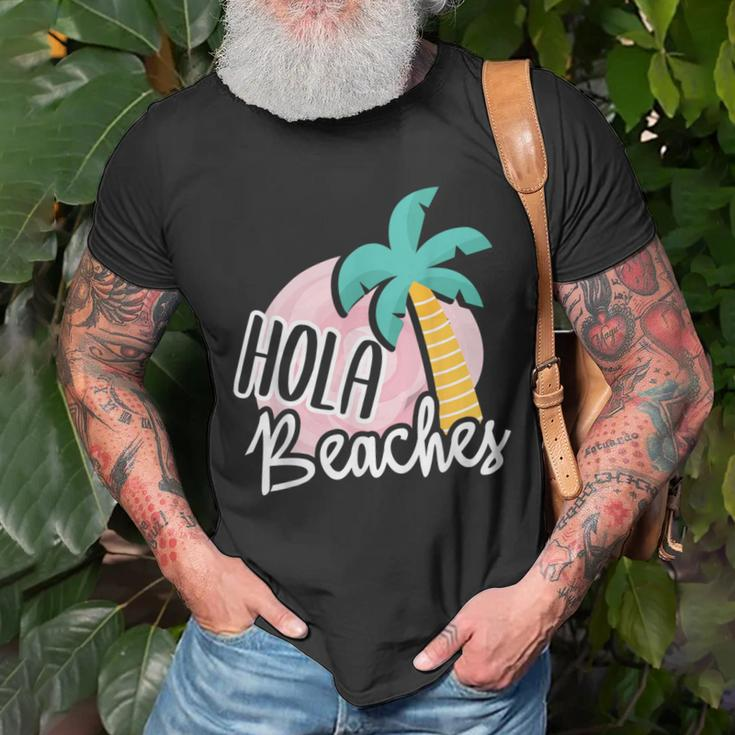 Hola Beaches Palm Tree Beach Summer Vacation T-Shirt Gifts for Old Men