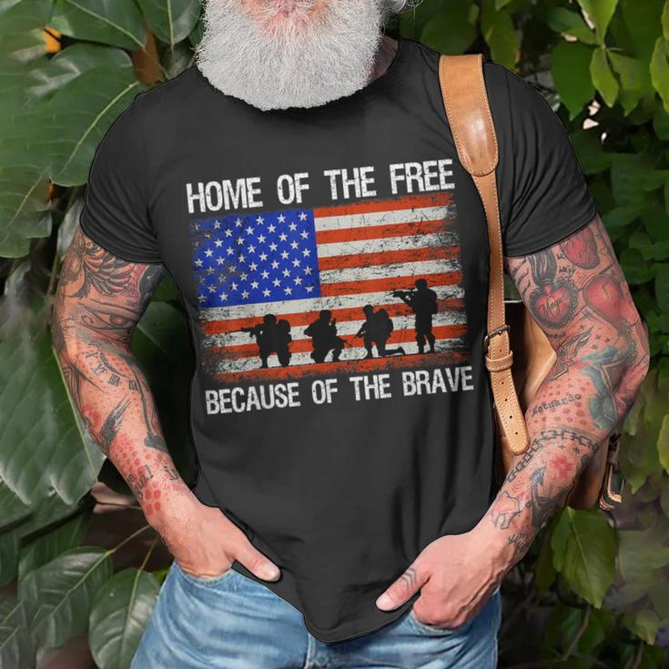 Home Of The Free Because Of The Brave Veteran American Flag Unisex T-Shirt Gifts for Old Men