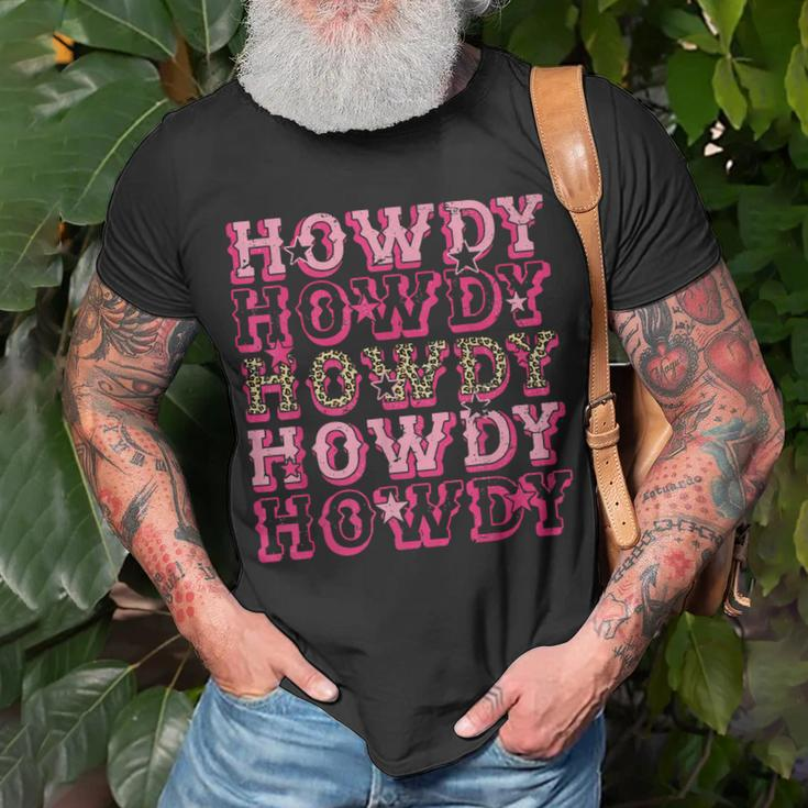 Howdy Pink Leopard Western Cowgirl Unisex T-Shirt Gifts for Old Men