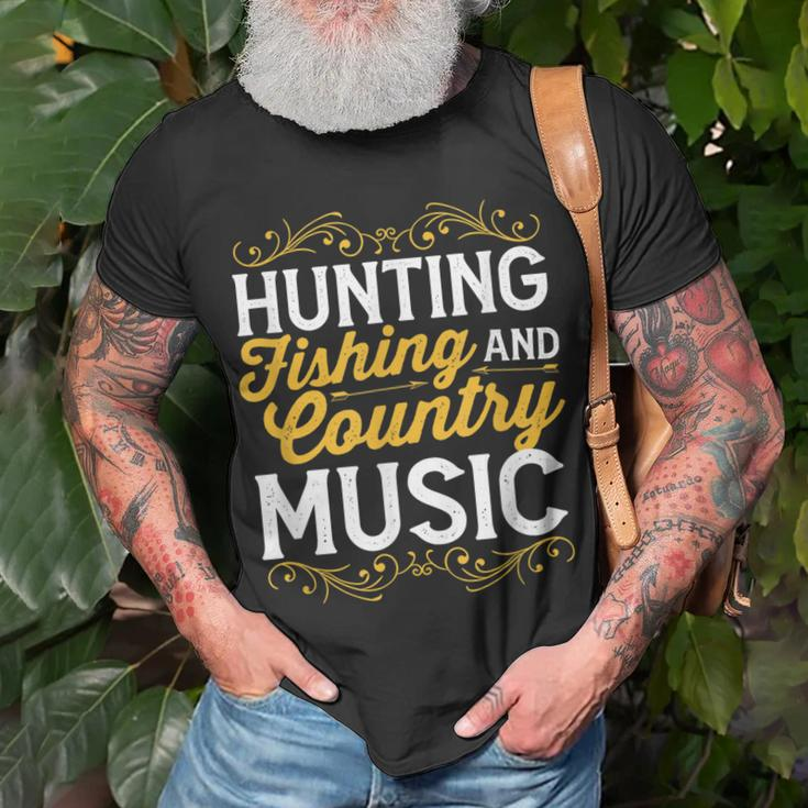 Hunting Fishing And Country Music Cowgirl Unisex T-Shirt Gifts for Old Men