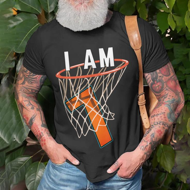 I Am 7 Basketball Themed 7Th Birthday Party Celebration Unisex T-Shirt Gifts for Old Men
