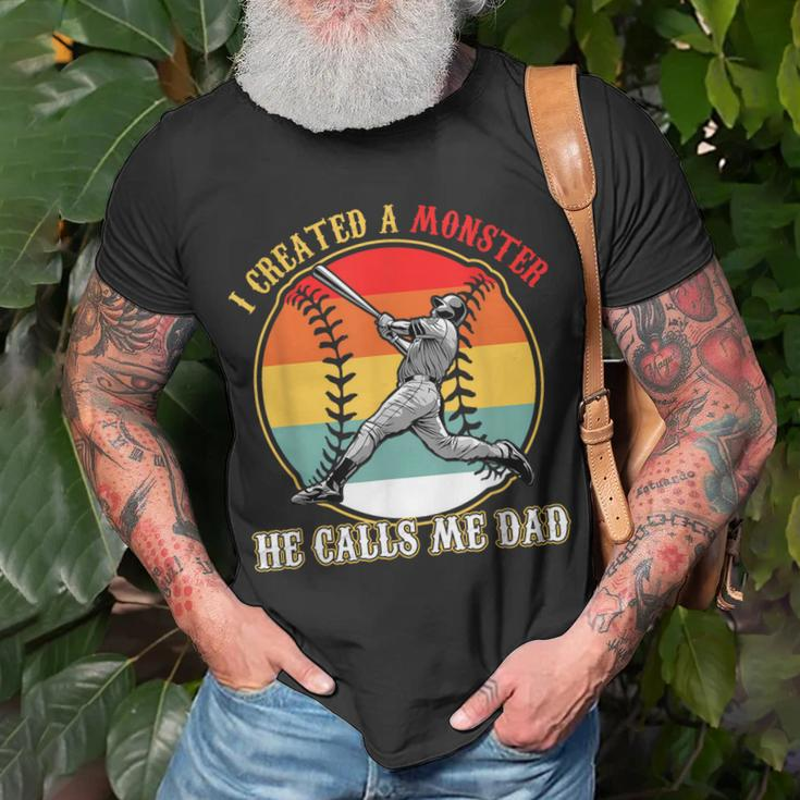 I Created A Monster He Call Me Dad Baseball Fathers Day Unisex T-Shirt Gifts for Old Men