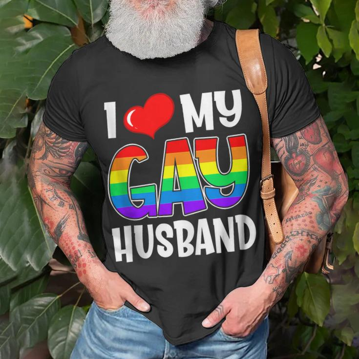 I Love My Gay Husband Lgbt Gay Pride Month Family Gift For Women Unisex T-Shirt Gifts for Old Men