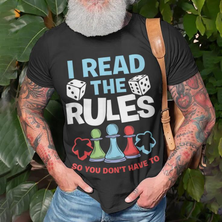 I Read The Rules Board Dice Chess Board Gaming Board Gamers Unisex T-Shirt Gifts for Old Men