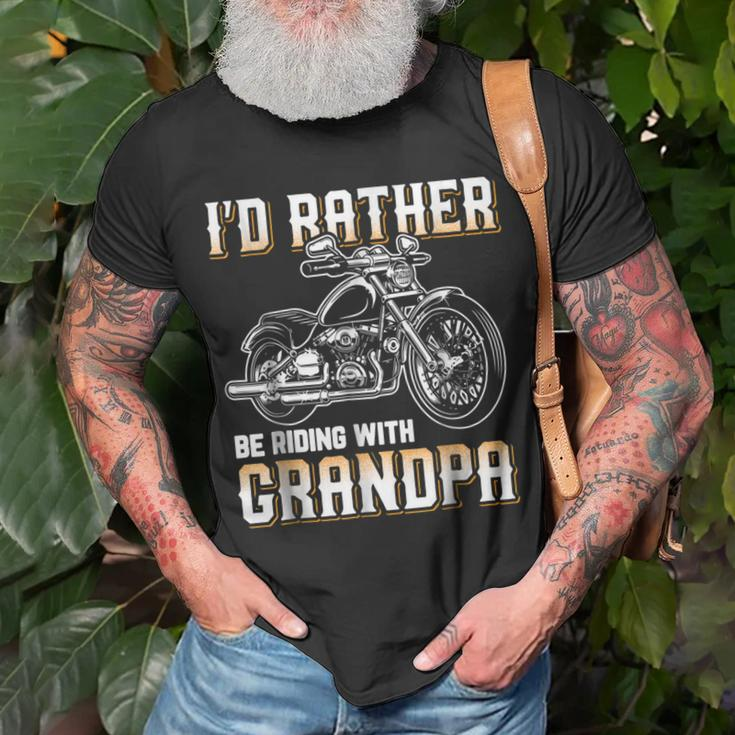 Id Rather Be Riding With Grandpa Biker Unisex T-Shirt Gifts for Old Men