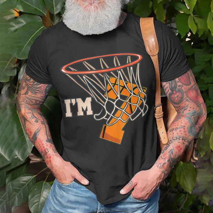 Im 7 Basketball Theme Birthday Party Celebration 7Th Unisex T-Shirt Gifts for Old Men