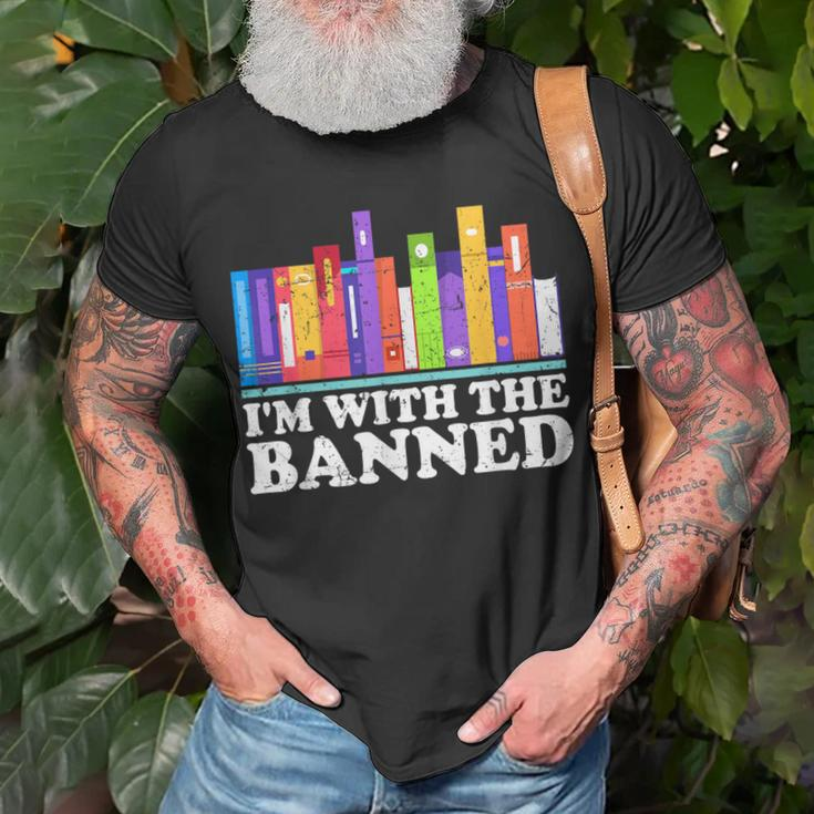 I'm With The Banned Books I Read Banned Books Lovers Library T-Shirt Gifts for Old Men