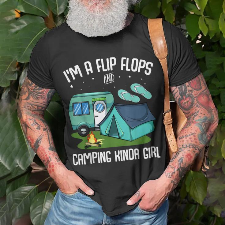 I’M Flip Flops And Camping Kinda Girl Traveling Lover Camp Unisex T-Shirt Gifts for Old Men