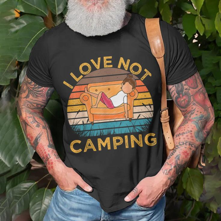 Indoorsy Girls I Love Not Camping Vintage Homebody Mom Girl Unisex T-Shirt Gifts for Old Men