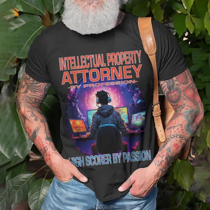Intellectual Property Attorney Gamer Fun Pun Gaming T-Shirt Gifts for Old Men