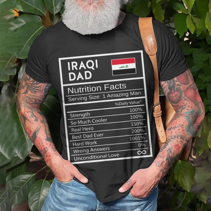 Iraqi Dad Nutrition Facts National Pride Gift For Dad Unisex T-Shirt Gifts for Old Men