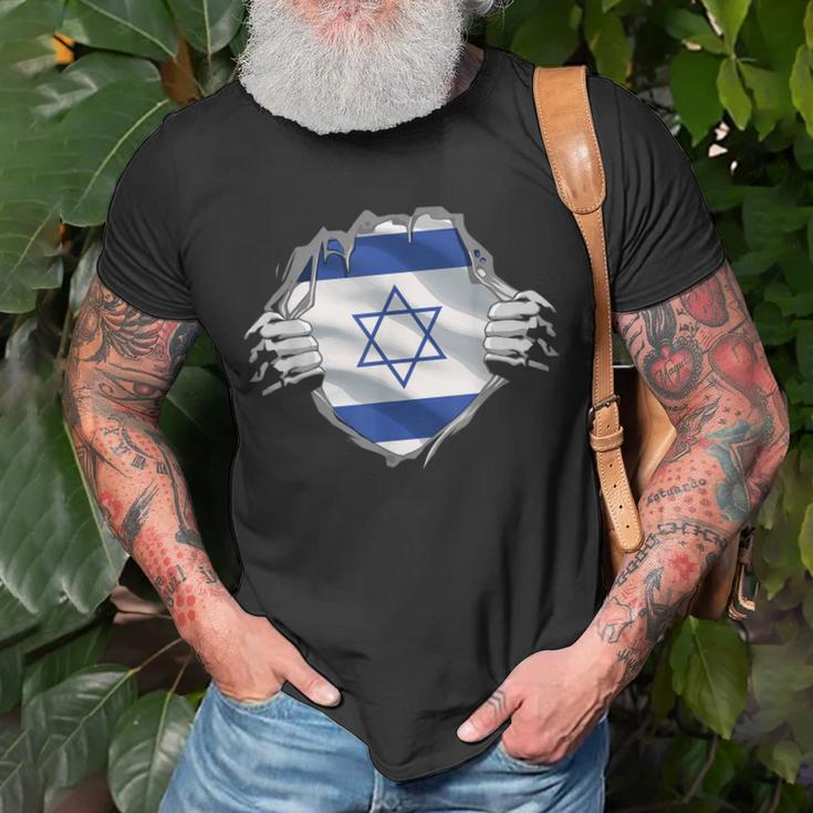 Israel Roots Flag Patriotic Israeli Heritage Patriot Day T-Shirt Gifts for Old Men