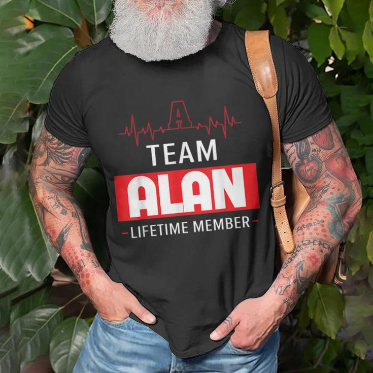 Its A Team Alan Lifetime Member Thing Family First Last Name Funny Last Name Designs Funny Gifts Unisex T-Shirt Gifts for Old Men