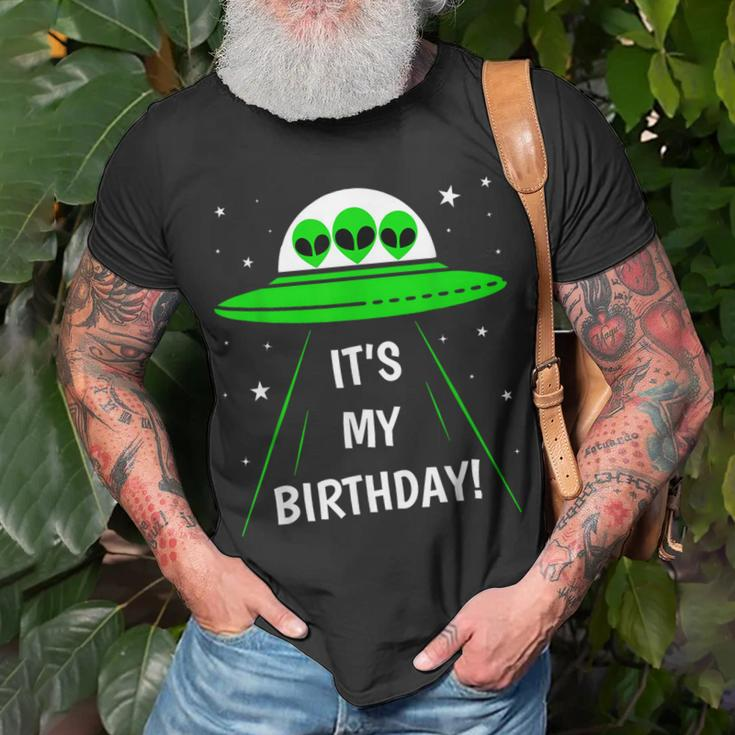 It's My Birthday Cute Alien Ufo Ship In Space Alien T-Shirt Gifts for Old Men