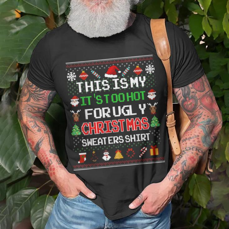 This Is My It's Too Hot For Ugly Christmas Sweaters Pixel T-Shirt Gifts for Old Men