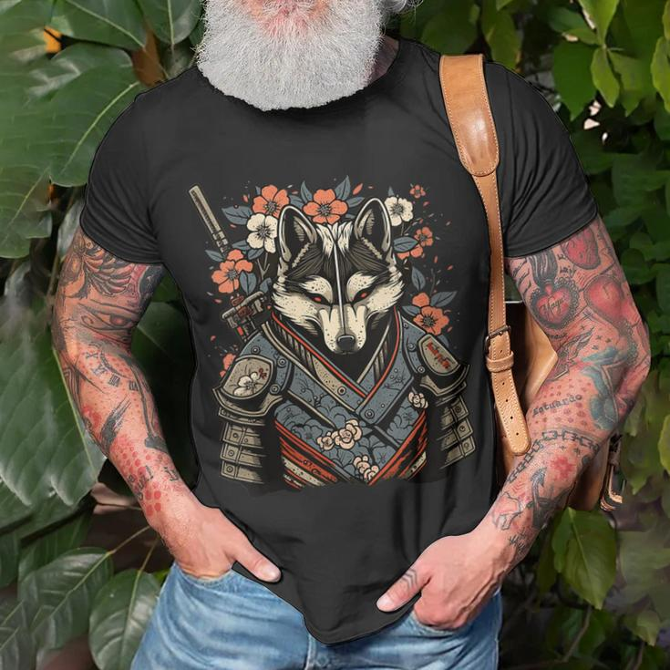 Japanese Samurai Wolf Tattoo Vintage Kawaii Ninja Gift For Womens Gift For Women Unisex T-Shirt Gifts for Old Men